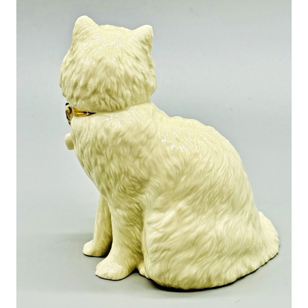 Lenox Sittying Pretty White Kitten Cat Bow 24k Gold Trim Bone China 5.5 inch - Picture 4 of 8